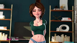 Zwei sinnliche brünette Stieftanten geben sich einer heißen, 3D-animierten lesbischen Begegnung hin.