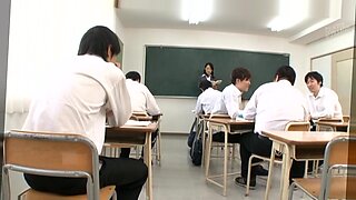 Japanese teacher gets naughty on the job