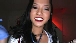 Sexy Asian Alina Li swallows cum after hardcore sex.