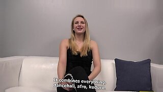 Blonde teen Kristyna gets a hardcore blowjob lesson.